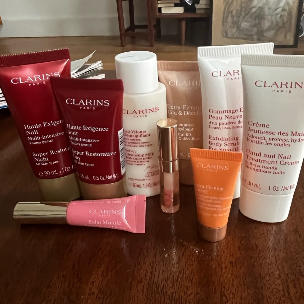 Clarins cosmetics deluxe samples for Face and  body.